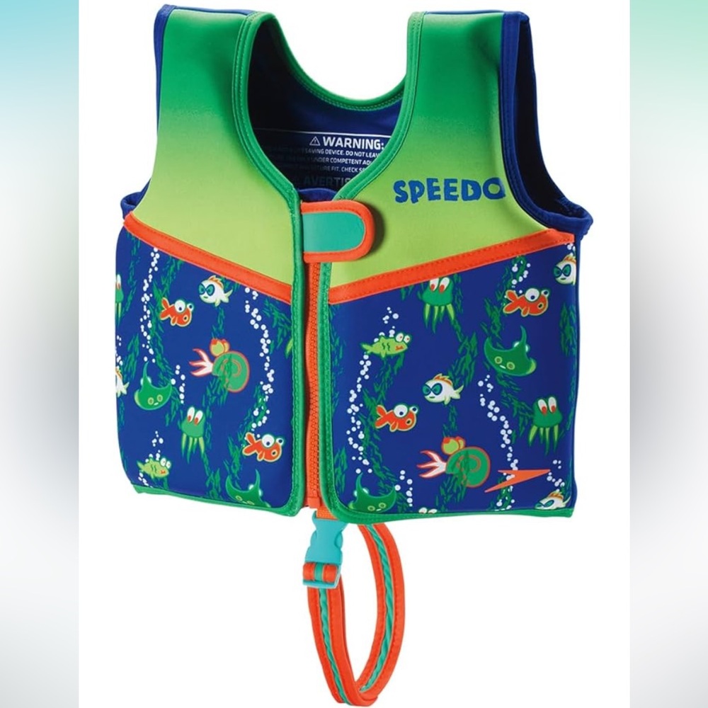 Speedo Kids' Green and Blue Swim Vest with Fish Design